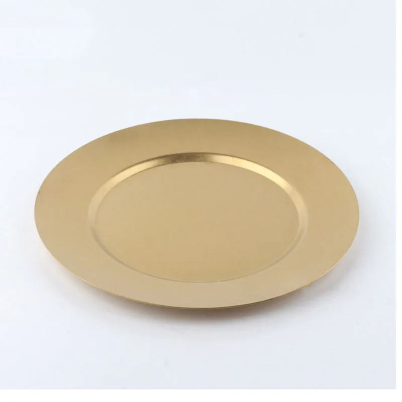 Superior Quality Round Stainless Steel Dinner Plate Retro Golden Restaurant Kitchenware With Customizable Pattern Food Service