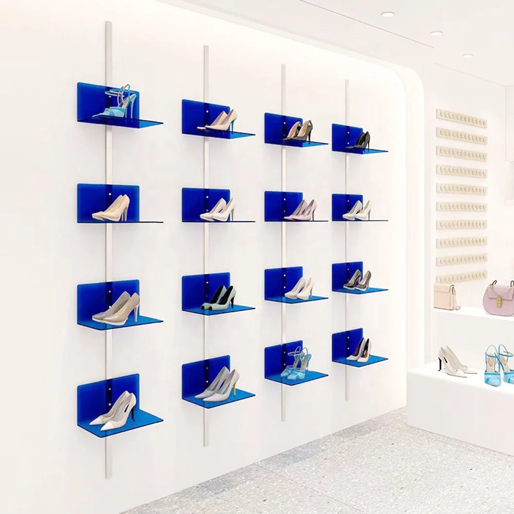 Custom Wall mounted fashion acrylic Shoe display rack display stand