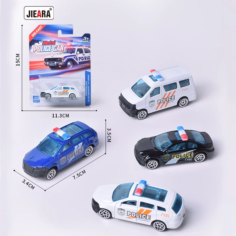 Metal Alloy Pull Back Racing Police Car Educational Toys Model Ornament Collection Gift Set For Boys Kids