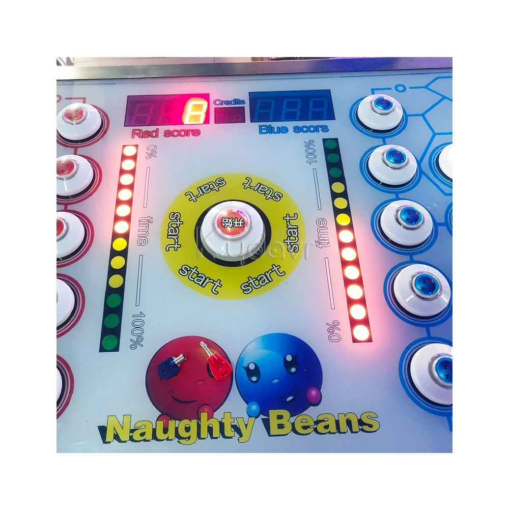 Amusement park coin operated two player battle speed challenge whack a mole push led light button speedy tap game