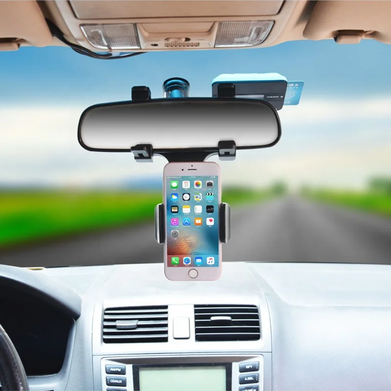 Universal Rotatable and Retractable Rearview Mirror Car Phone Stand Rear View Mirror Mobile Phone Car Mount Holder