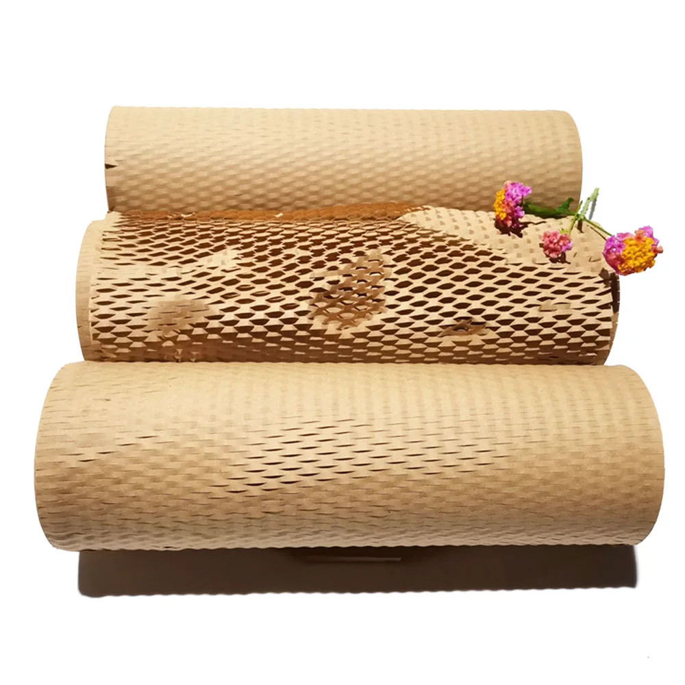 30CM*30M brown hex buffer cushion vellum kraft paper roll packing honeycomb craft packaging kraft wrapping paper honeycomb wrap