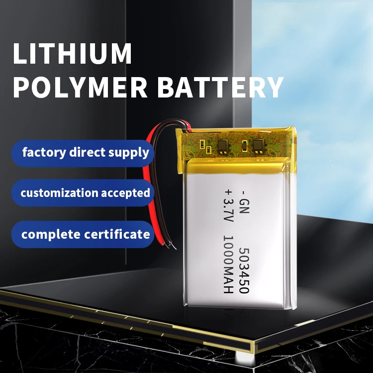 Wholesale 503450 lipo rechargeable battery 3.7v li-polymer battery 1000mah 503450 lithium polymer battery