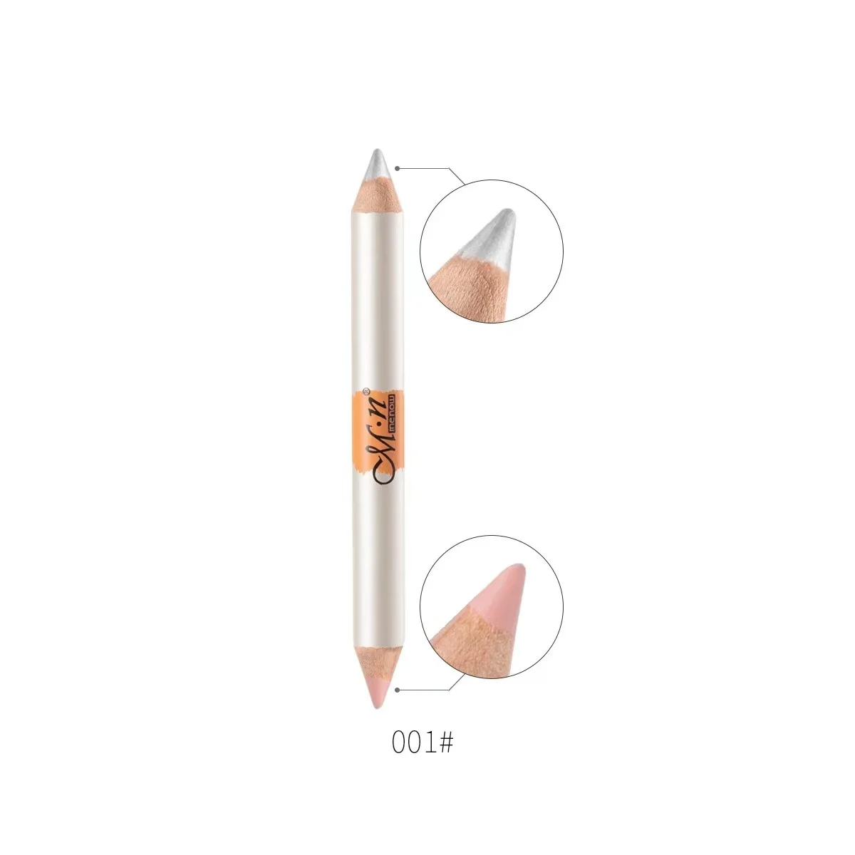 Menow pink pencil shape 2 in 1 Easy To Color Highlighter Stick And Lying Silkworm Pencil