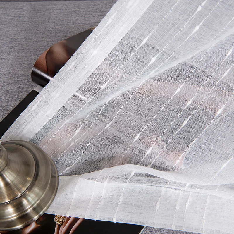 White tulle sheer window curtain for bedroom hotel custom ready made curtain for living room