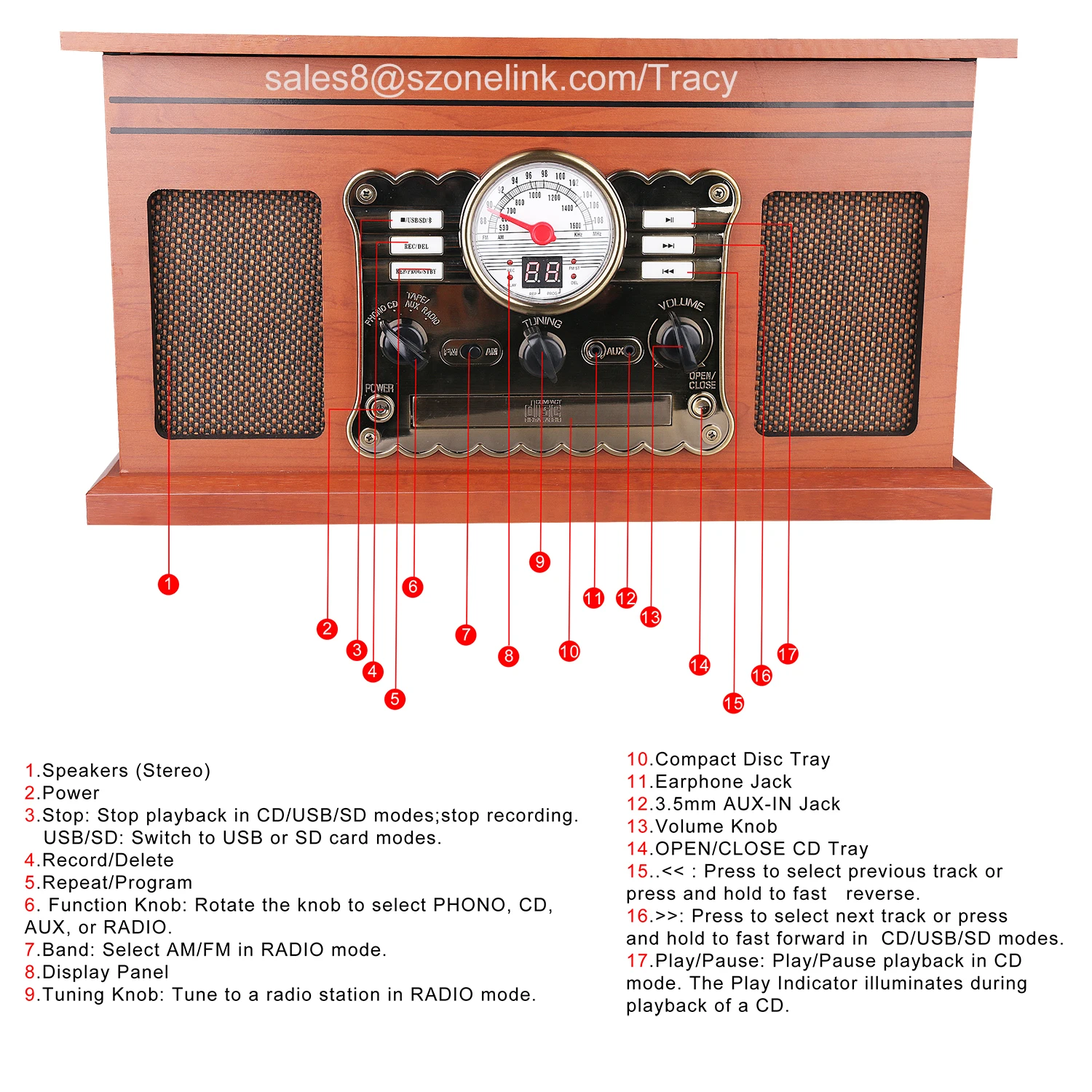 7-in-1 phonograph turntable vintage style gramophone vinyl turntable cd record radio retro solid wooden turntable record player
