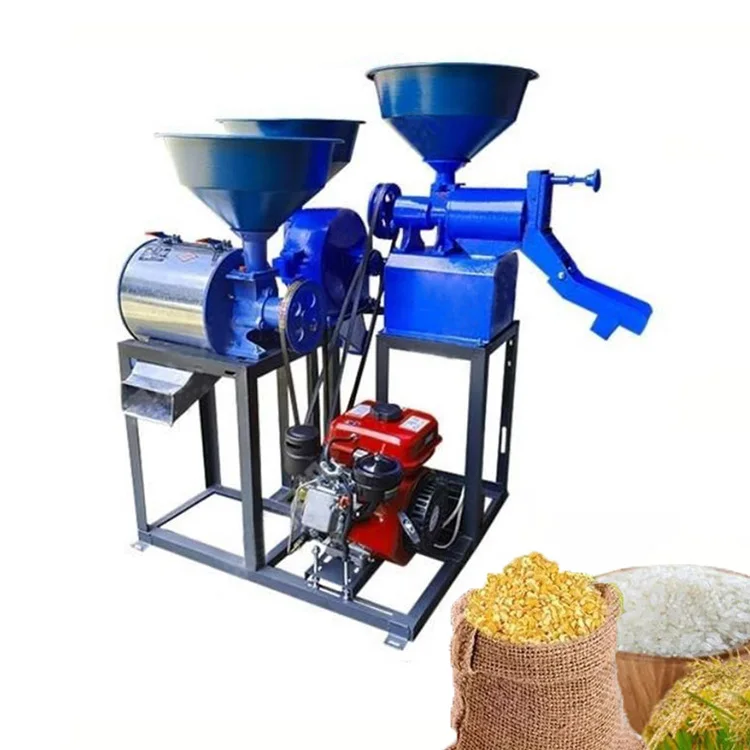 New Diesel Gasoline Engine Grain Flour Mill Paddy Wheat Peeling Rice Mill Grain Crushing Husking Milling Combination Machine