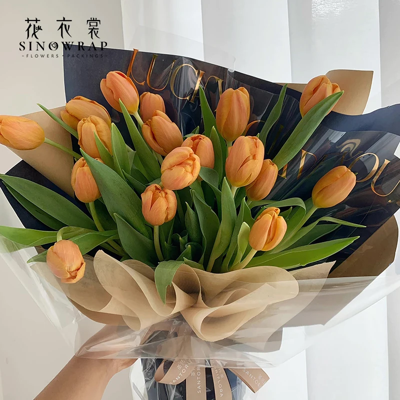 Cheaper Price 15pcs  Luck Hot stamping 50*70cm Cellophane Opp Wrapping Paper For Flower