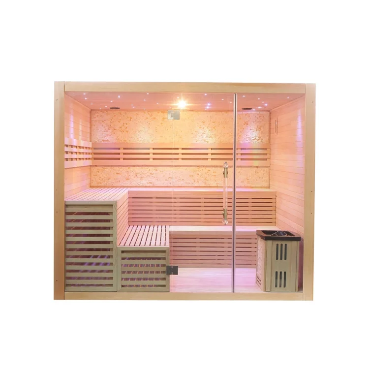 Wholesale Cheap Indoor Traditional 6 Person Wooden Sauna Room With Star Light