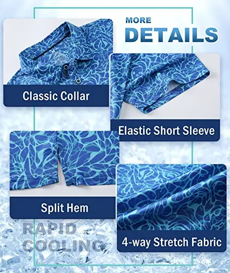 Wholesale Custom Sublimation Printed 4 Way Stretchy Mens Quick Dry Short Sleeve Tennis Golf Polo Shirts