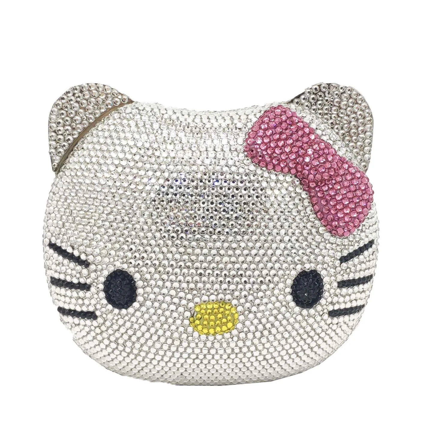 
Evening Party Purse Factory Wholesales Luxury Fully Crystal Rhinestone Clutch Evening Bag For Formal Party 3D cat Purse 