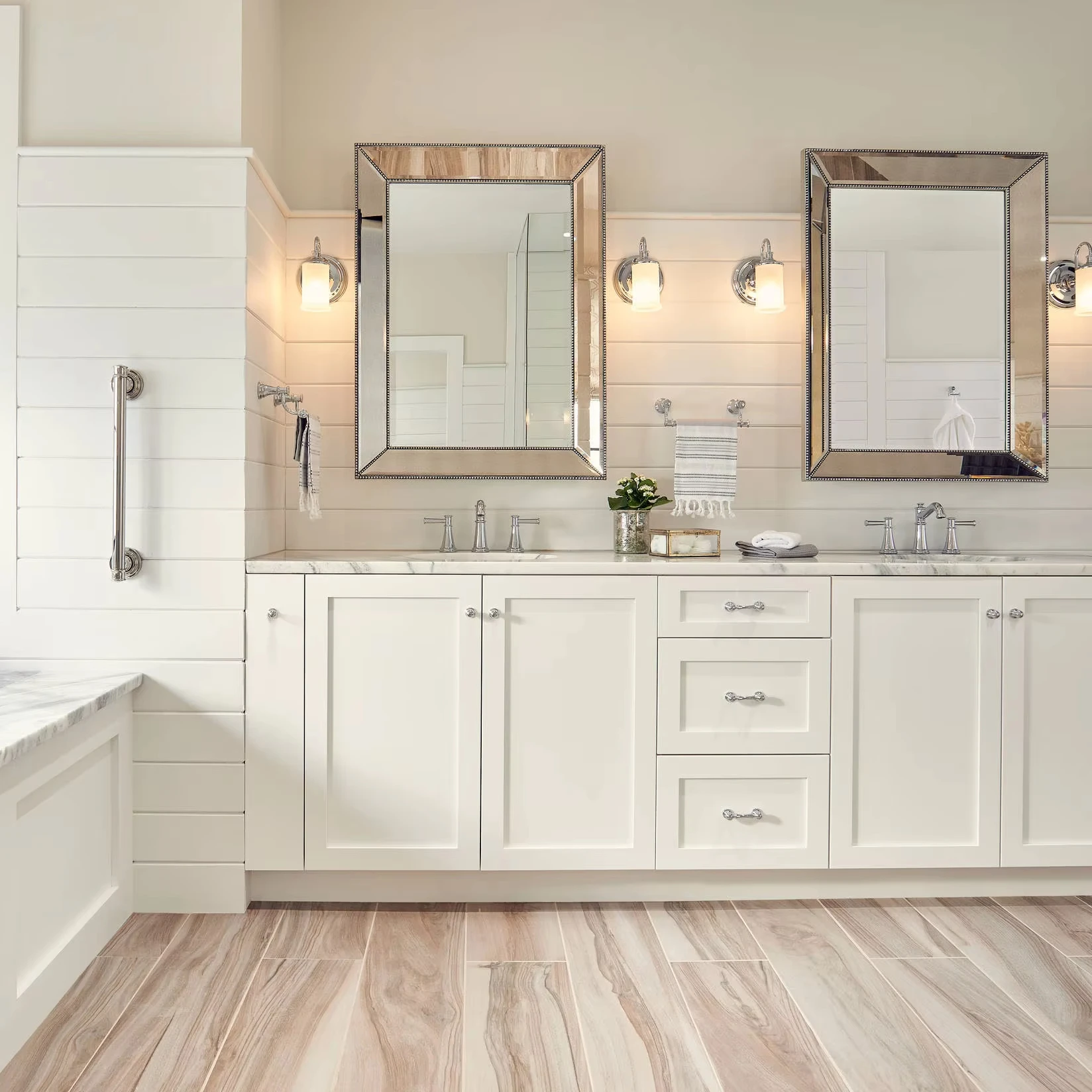 CBMmart Shaker Style Bath Cabinet Set Vanity with LED Light Makeup Mirror Wall Hung Vanity for Villa