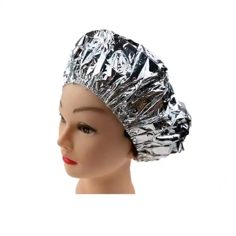 Beauty Salon Reusable Aluminum Thermic Silver Foil Cap Fashion Waterproof Bath Bonnet Hairdressing Foil Hat