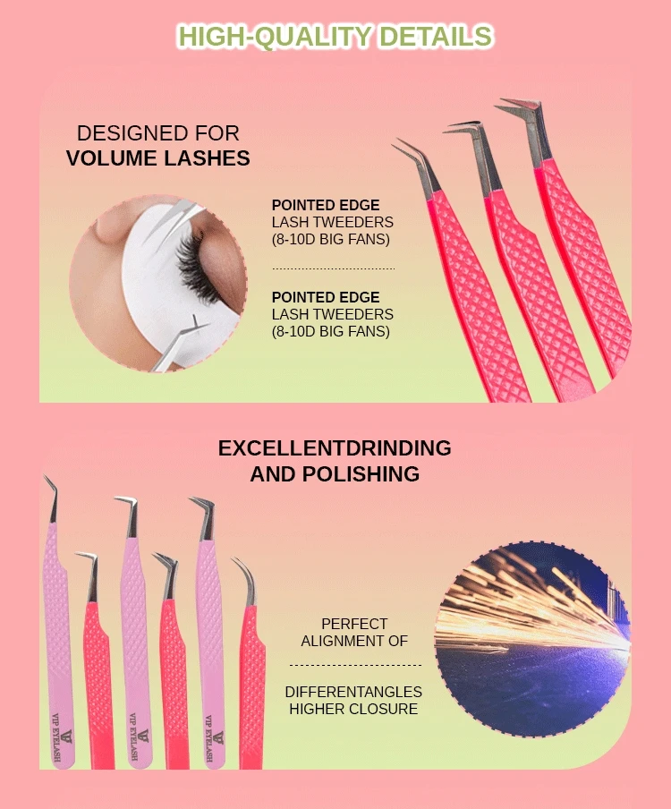 Volume Eyelash Extension Tweezers Lash Tweezers For Personal Care Volume Lashes Curved Tip Tweezers