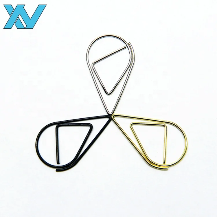 Innovation stationery gifts golden water drop design memo message paper clips