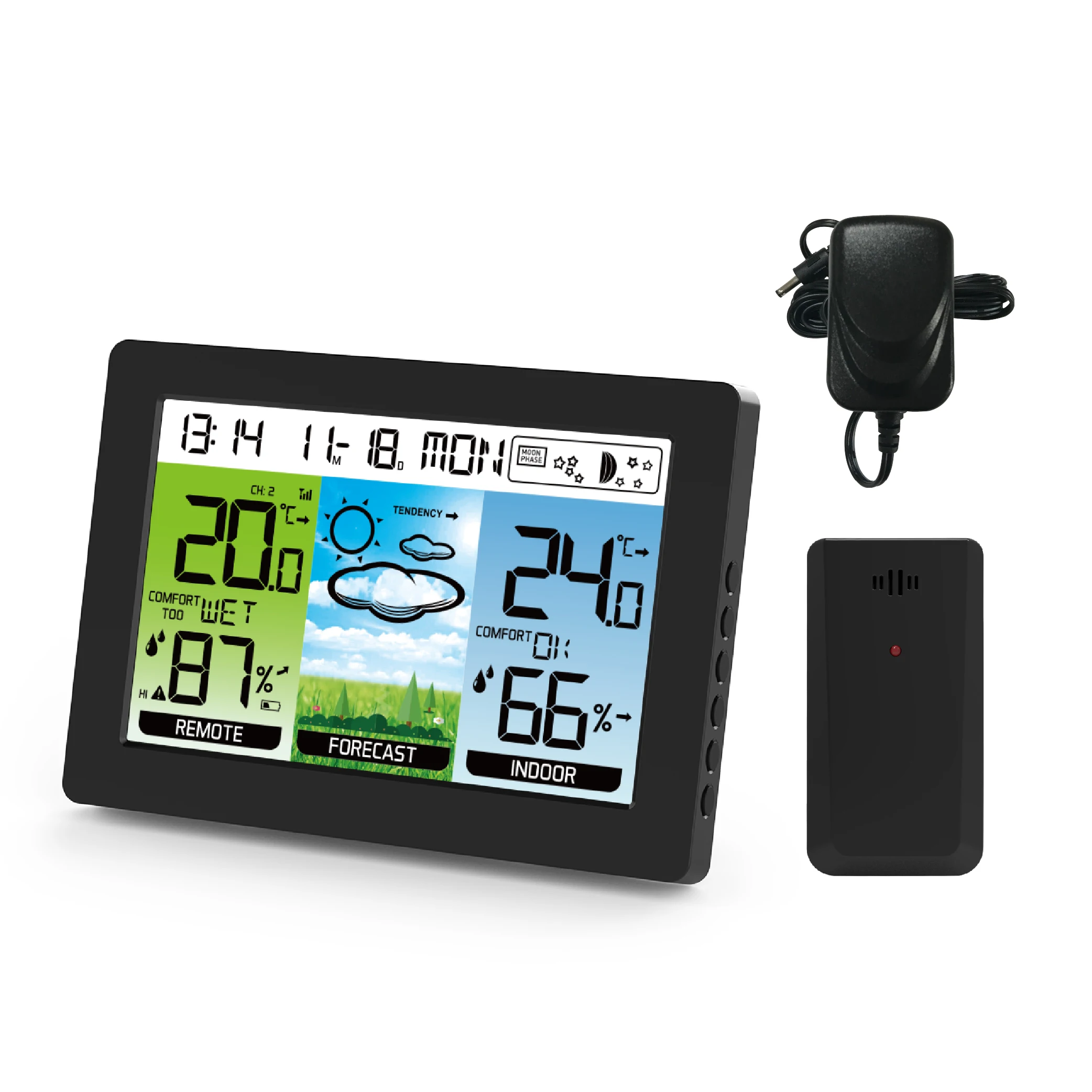 Цветные беспроводные часы метеостанции с белым новым дисплеем новая подсветка для внутреннего/наружного электронного цифрового индивидуального пресса