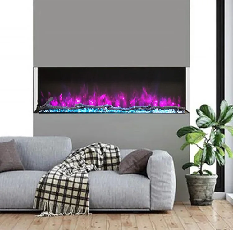 Best 41 inch Multi Sided Electric Corner Fireplace Insert into Wall Fireplaces with LED Lights Realistic 3D Flame