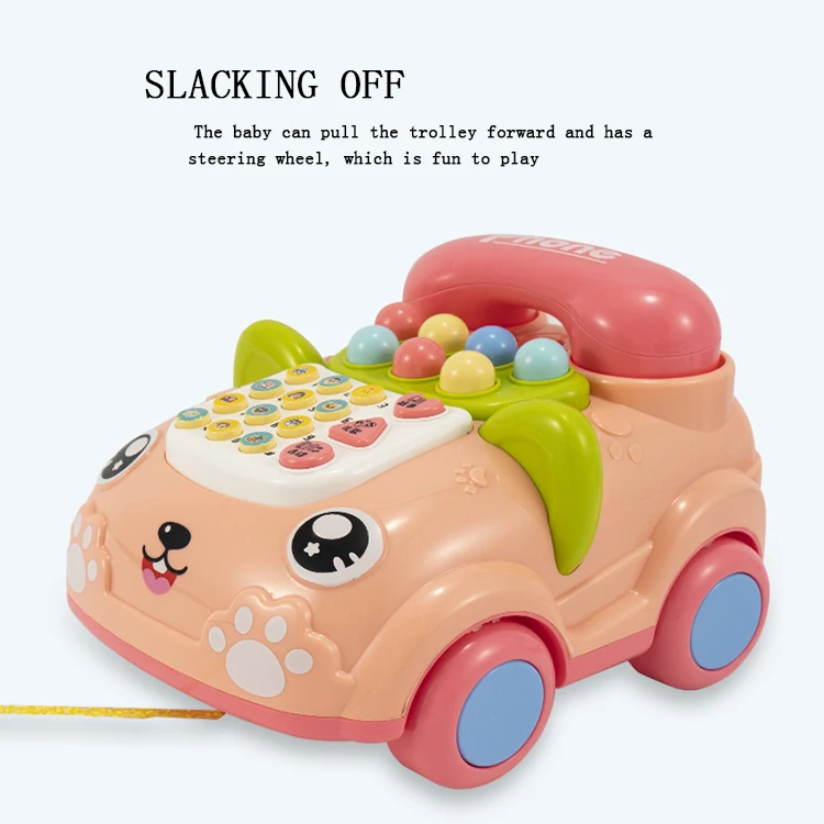 New Design Kids early educational story machine baby Cartoon Multi-function telephone bell Pull line phone plastic toys Cars
