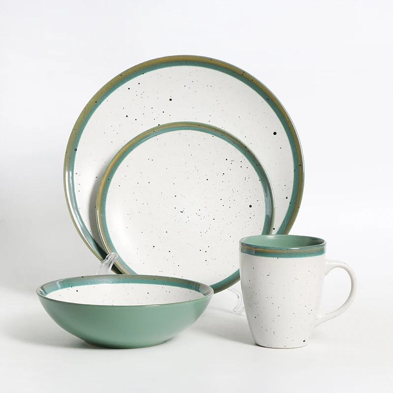 Wholesale New Design 16pcs European Style Starred Glaze Ceramic Dinner Set Sesame Glaze Ceramic tableware set