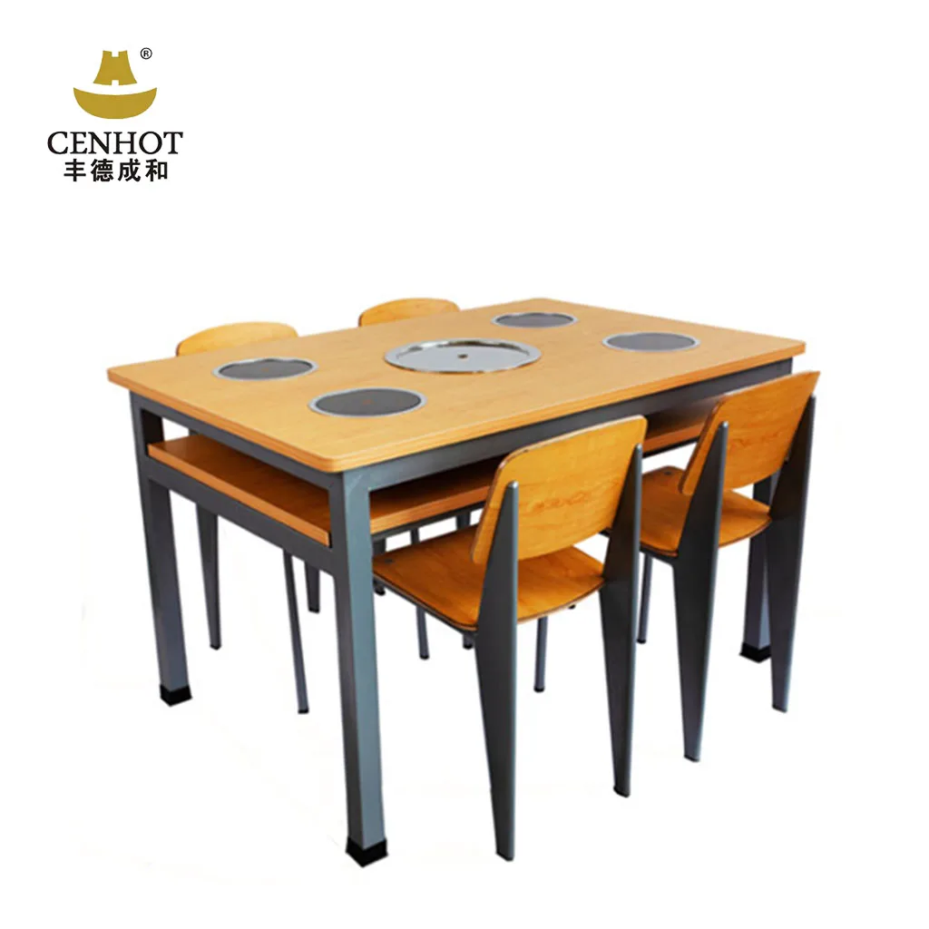 CENHOT Wooden Restaurant Hot Pot Furniture for commercial hot pot table sets