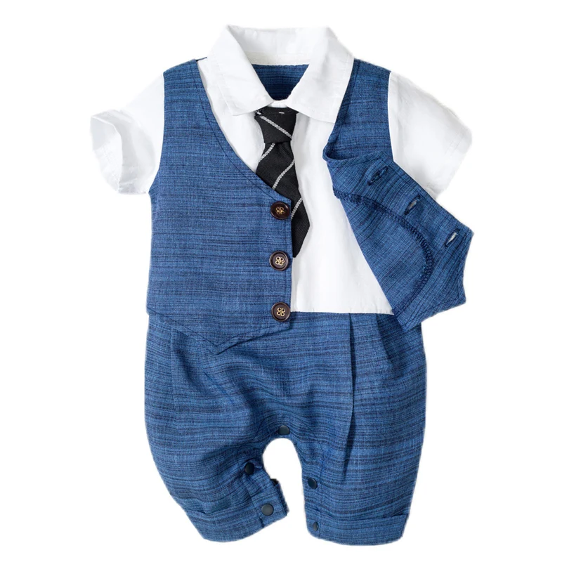 First New Years Tuxedo Outfit Jumpsuit Baby Boy Birthday Outfit 1 Year Old New Born Baby Boy Clothes Summer Keke Half Rompers