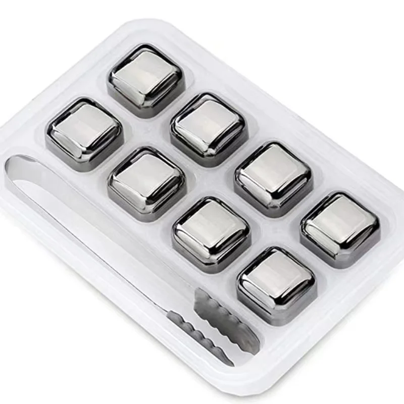 Whiskey Stones 8 Pack Reusable Stainless Steel Ice Cubes