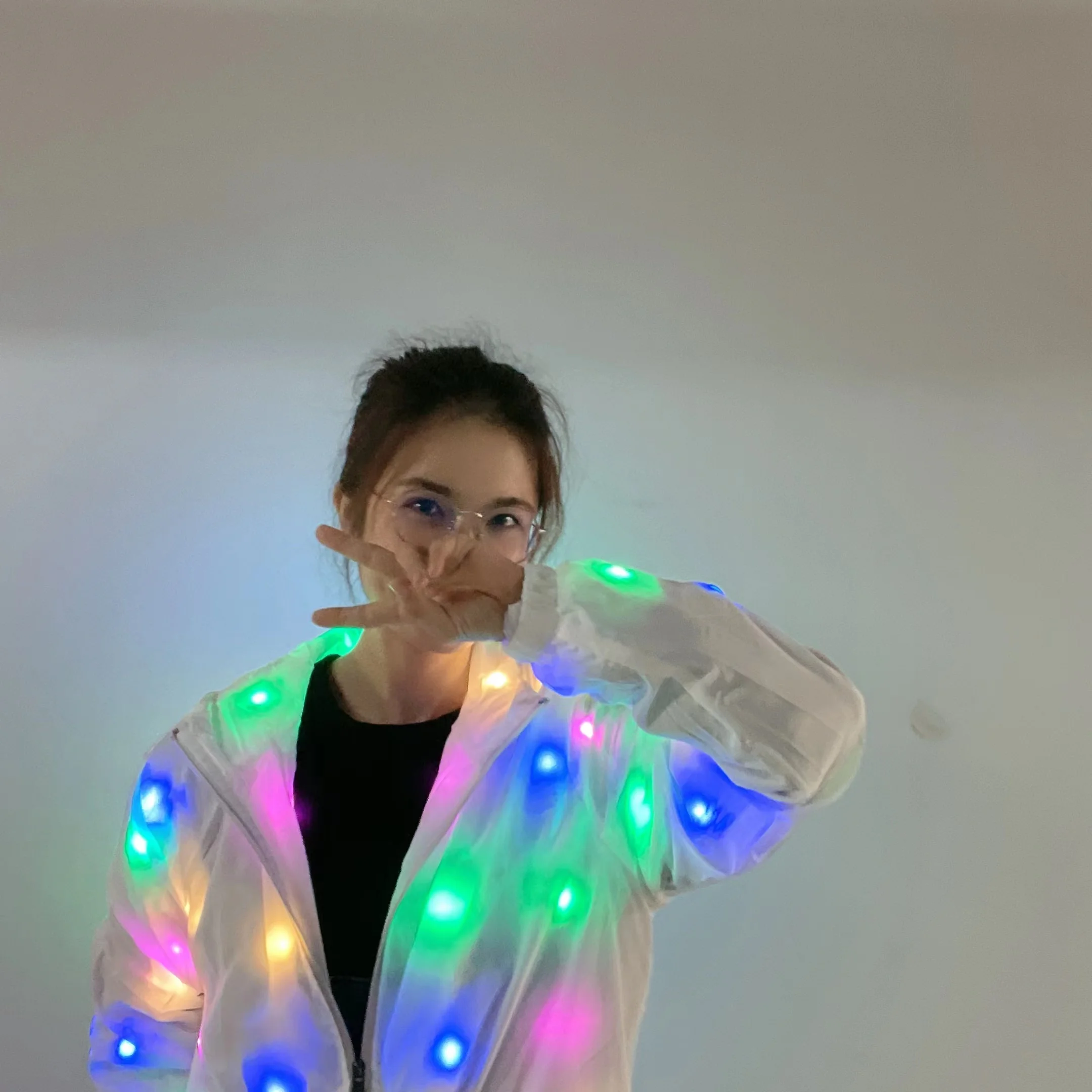 Лидер продаж модная куртка со светодиодной подсветкой прямые поставки с завода светящиеся пальто красочная светодиодная толстовка худи для танцев и