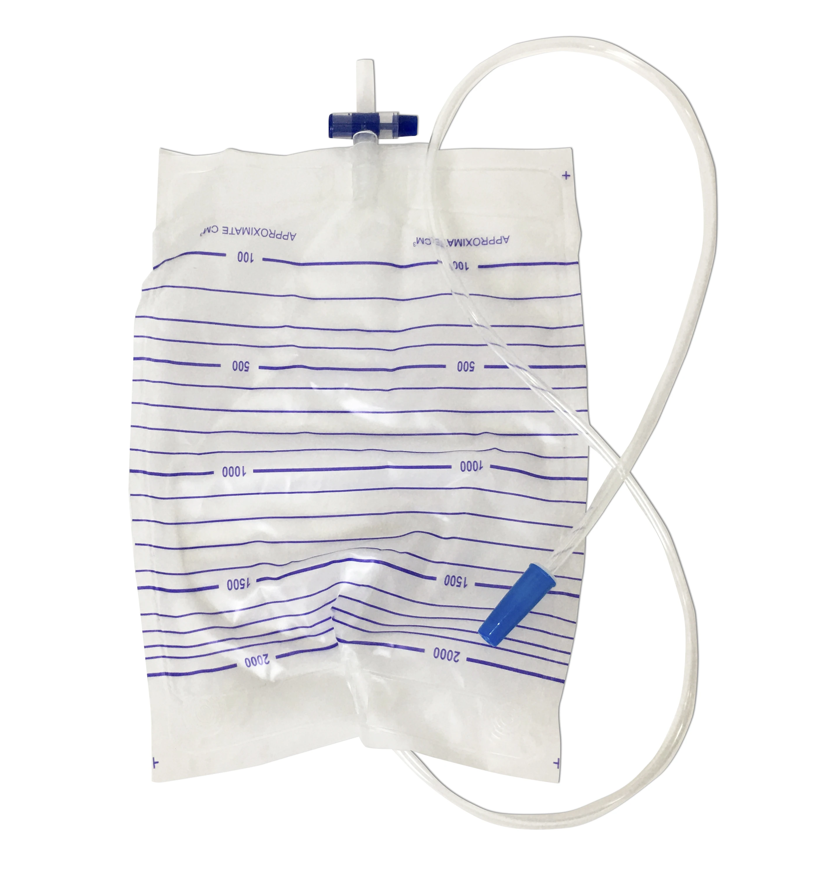 2000ml Medical Disposable Urine Bag With T-Valve