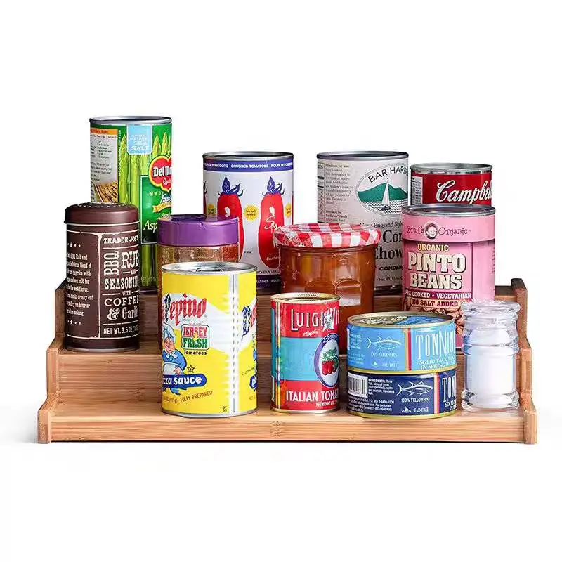 Бамбуковая полка для хранения специй и продуктов