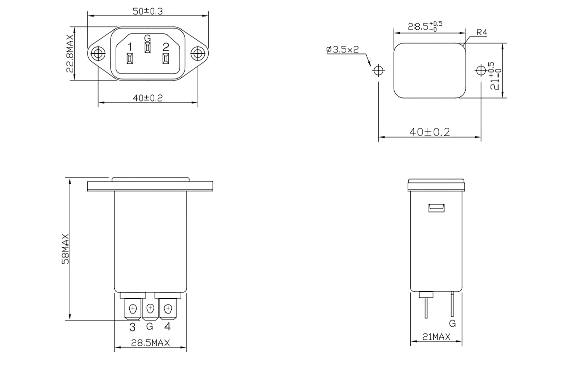 6A 125/250V EMI