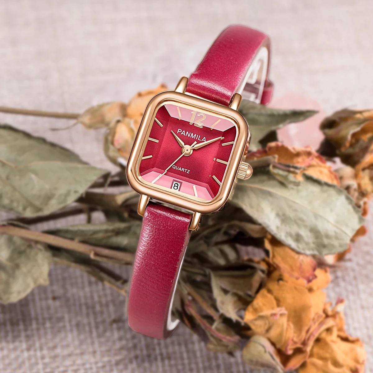 Guangzhou Watch Wholesale Market Lady Quartz Square Watches for Woman Gift Relogio Feminino