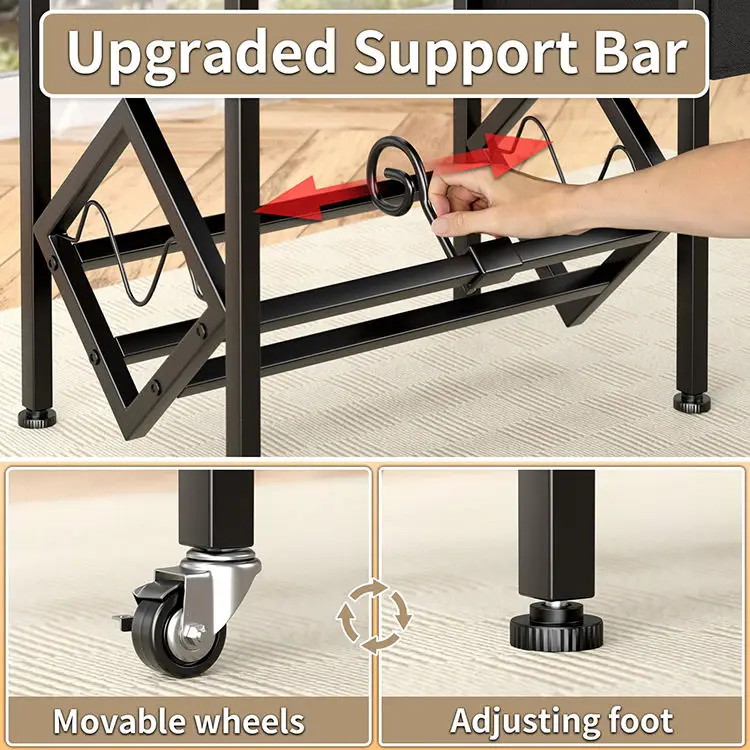 2 Tier CD Storage Rack Record Player Table with  Vinyl holder for Living Room with Organizer Pocket and Wheels