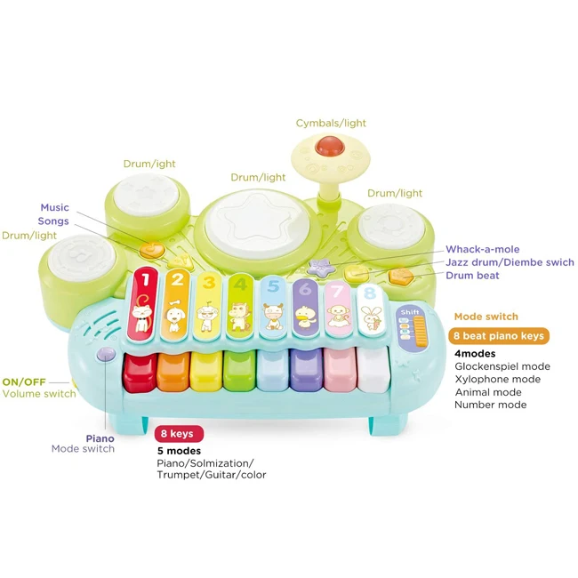Battery operated xylophone table musical toys kids play piano keyboard multi function baby drum toy for boys and