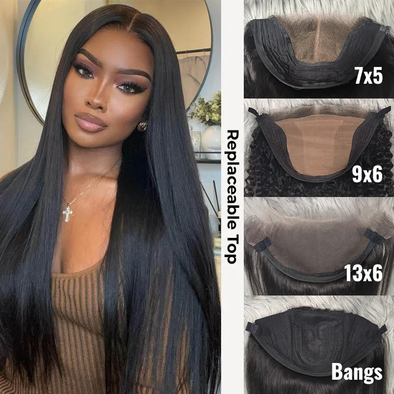 New Design Block R & B Replacement Wigs Magic Lace Wig Natural Black With Optional 13x6 Replaceable Lace Closure Block Wig