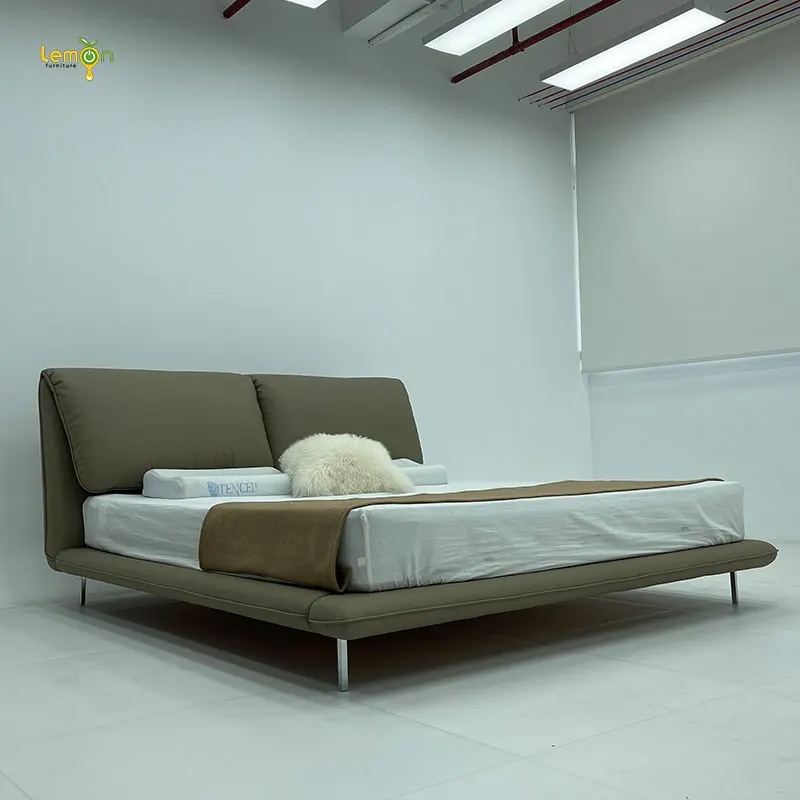 Home Cream Style Genuine Leather Internet Celebrity Elephant Ear Suspended Bed Night Light Modern Simple Bed