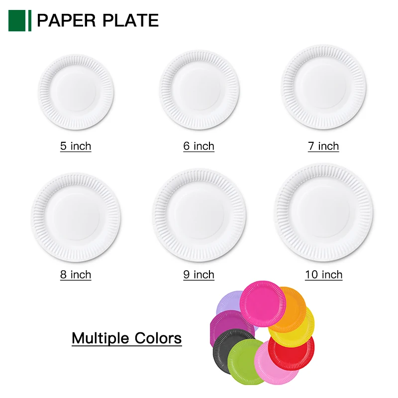 Custom Printed Paper Plates Tray Disposable White Supermarket Retail Restaurant Wedding Tableware Plate