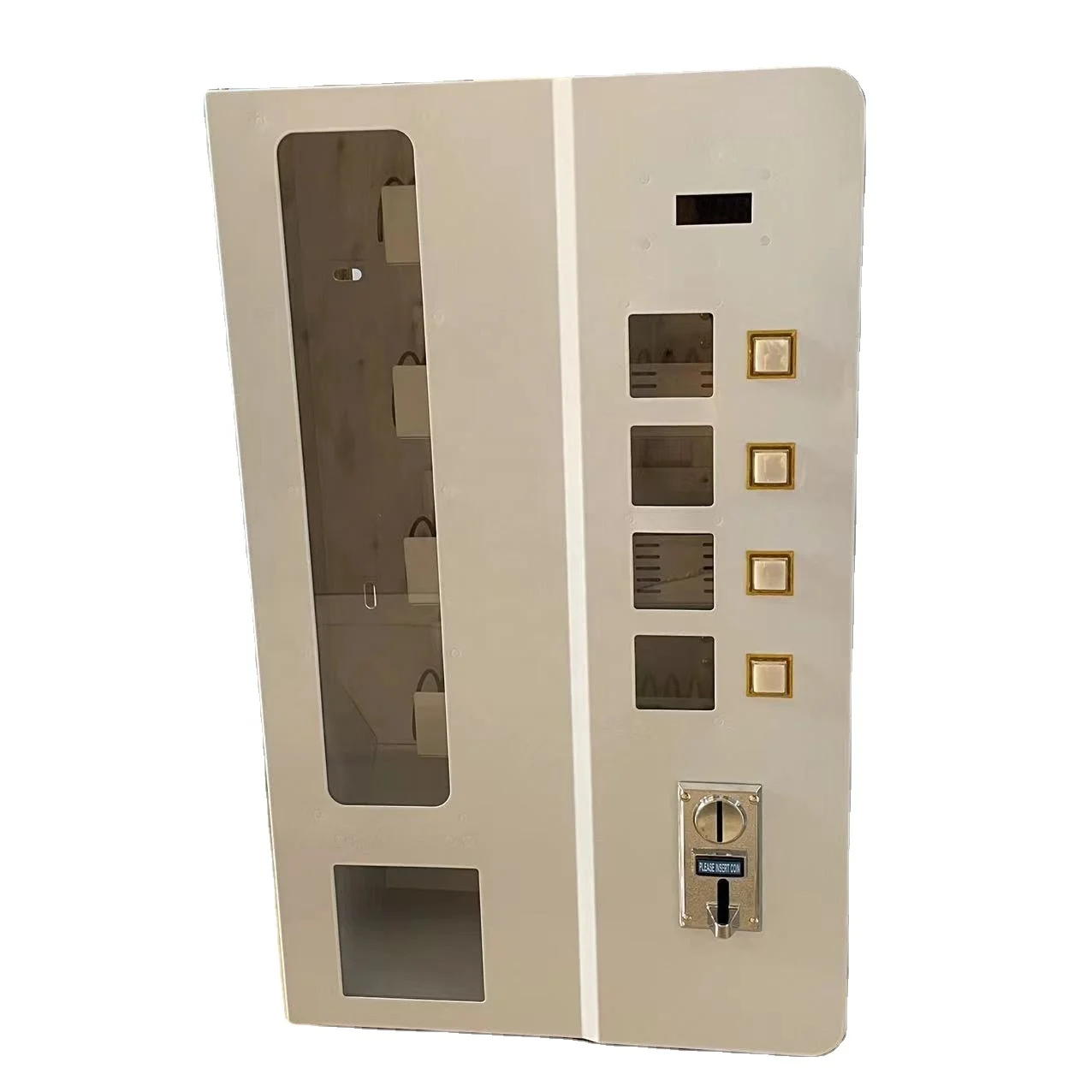 coin  operated small snacks and detergent 4 springs mini wall mounted vending machine