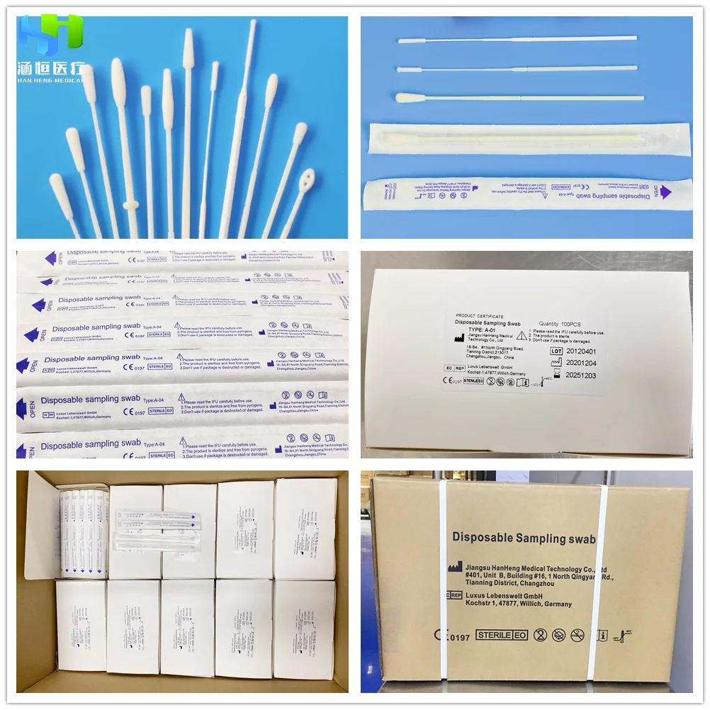 CE Certified Flocked Specimen Collection PP Oropharyngeal Swabs with Nylon Tip