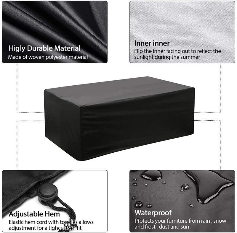 GUTSBOX 2021 New 210D Inner Layer Silver Outdoor Furniture Cover Furniture Cover For garden tables