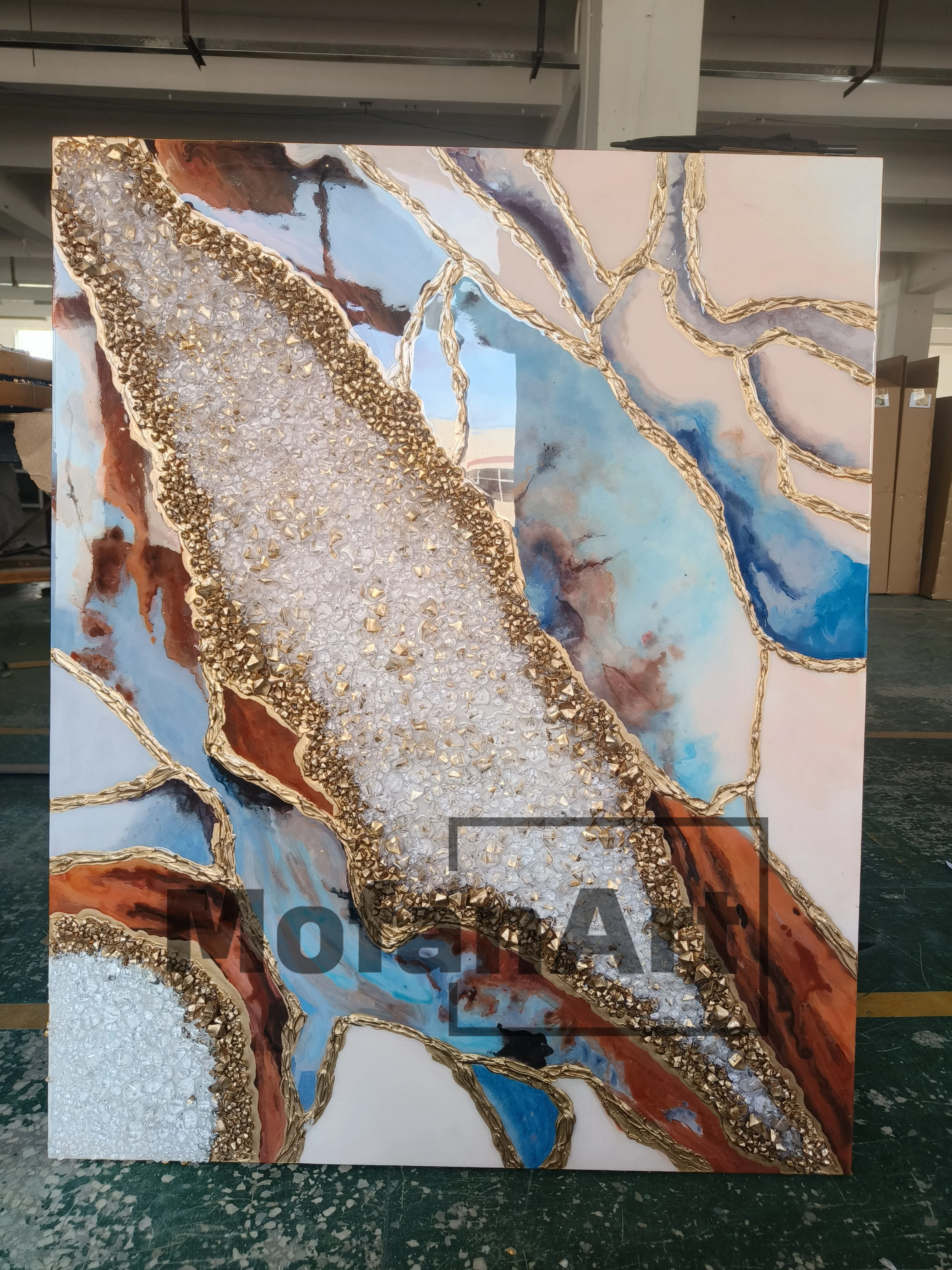 Large Modern Islamic Fluid Resin Wall Art Luxury Arabic Calligraphy 3D Geode Wall Art Decor Arabic Calligraphy