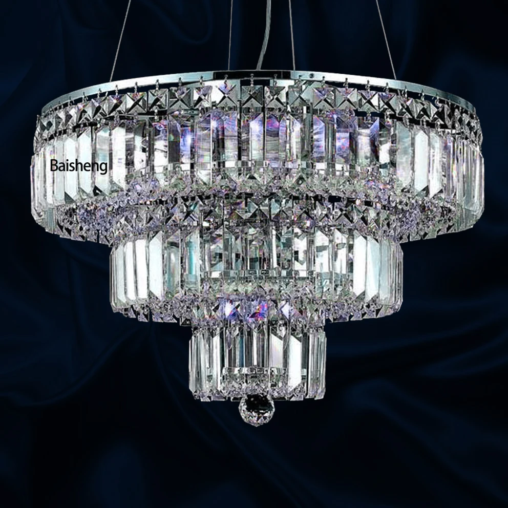 50cm wide 40cm high modern crystal chandelier 3 tiers contemporary Postmodern k9 hanging lamp pendant light suspension lustre