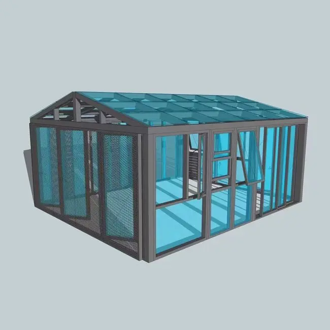 Large Outdoor Aluminium frame Glass House Triangle roof Garden Room Insulated Conservatory Sunroom