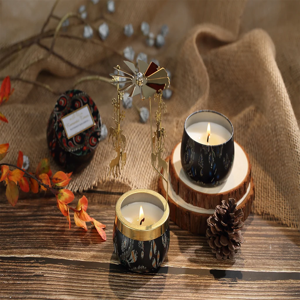 Wholesale 100% natural plant wax luxury Retro Tin with lid aromatherapy candle