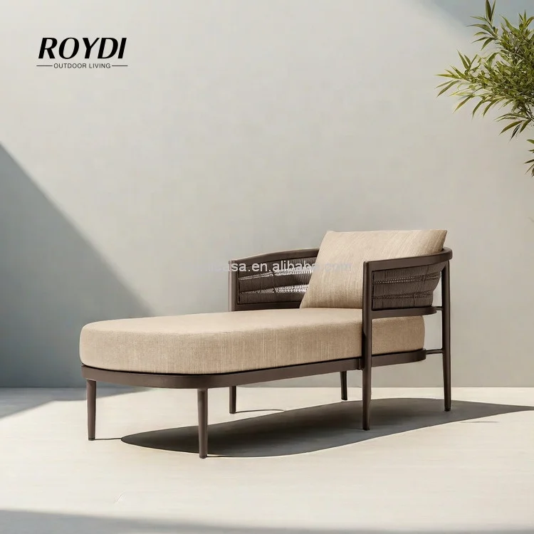 Roydi Garden Furniture Outdoor Waterproof Daybed Aluminum Rattan Chaise Rh Wicker Sun Lounger