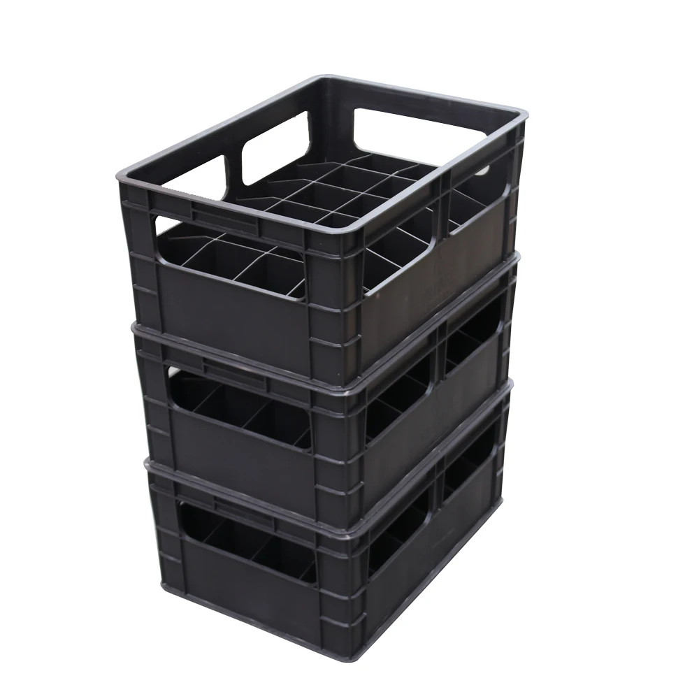 24 bottles plastic big beer basket with 4 side handle bottle crate