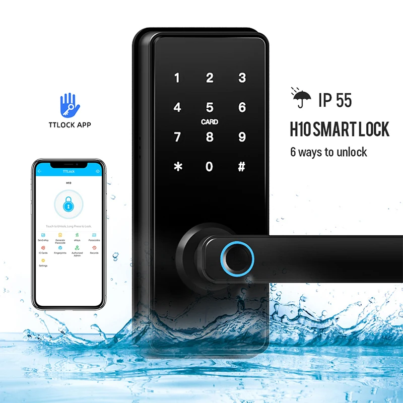 Manufacture oem price Tuya App TTlock ID card fingerprint keyless smart home door handle lock