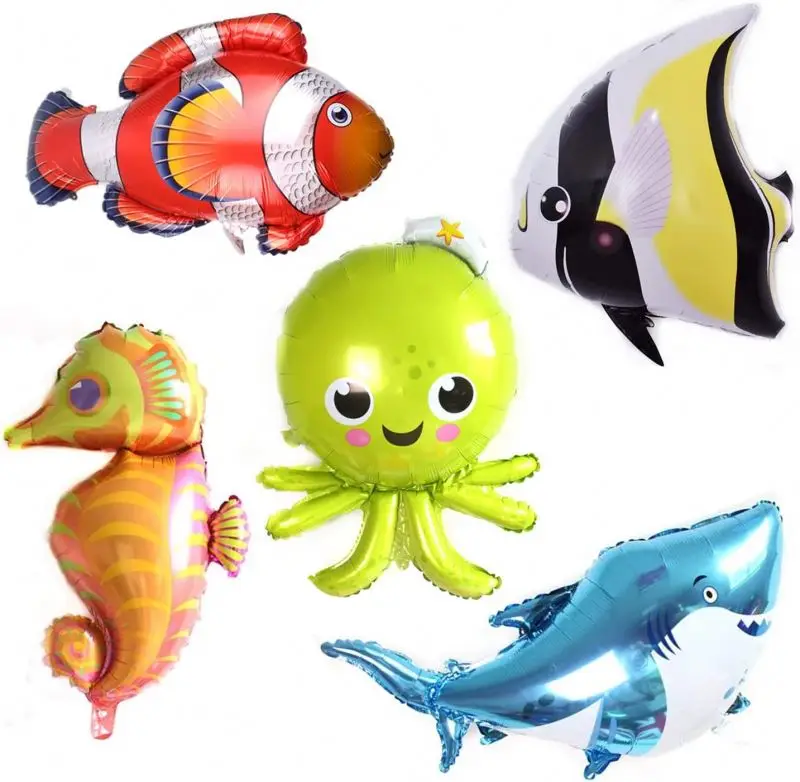 Large size Sea Turtle Sea Lion Whale Shark Mermaid ocean animal foil balloon baby boy girl decor