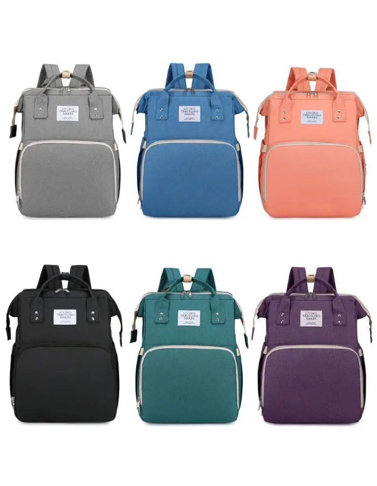 7 in 1 custom Functional Mommy Diaper  mommy Backpack Waterproof  Baby Portable Folding Crib Baby Bed Tote Mummy Bag Diaper Bags