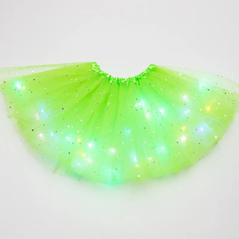 High Quality Kids Girl LED Light Up Tutu Glowing Skirt Ballet Miniskirt Neon Led Clothes Birthday Party Gift