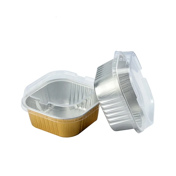 square yogurt cup pudding muffin cake cheese snack lunch supper dinner picnic tiny aluminum container foil food tray with lids